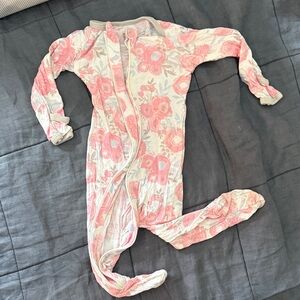 Charming Pink and Gray Floral Kids Footie